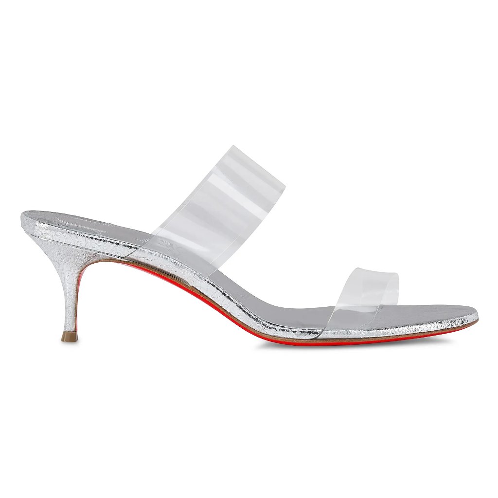 Christian Louboutin Just Nothing 55 Leather Mule Sandal Heels Slides Shoes